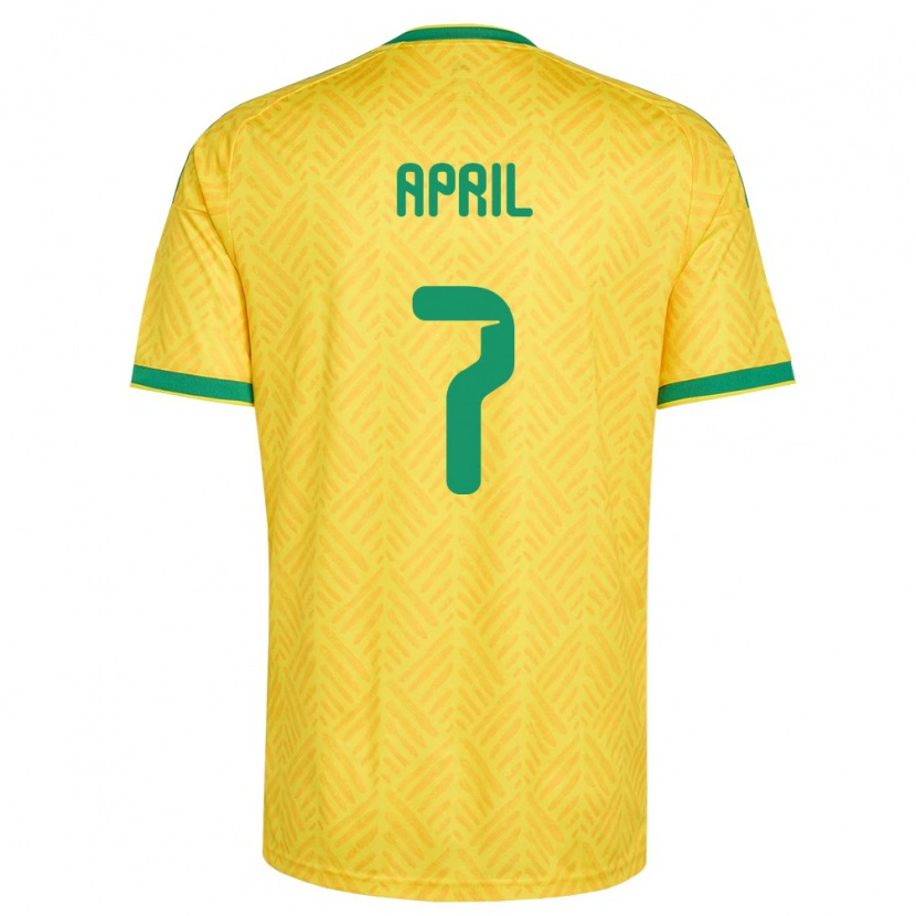 Danxen Mujer Camiseta Sudáfrica Shakeel April #7 Amarillo Verde 1ª Equipación 26-28 La Camisa