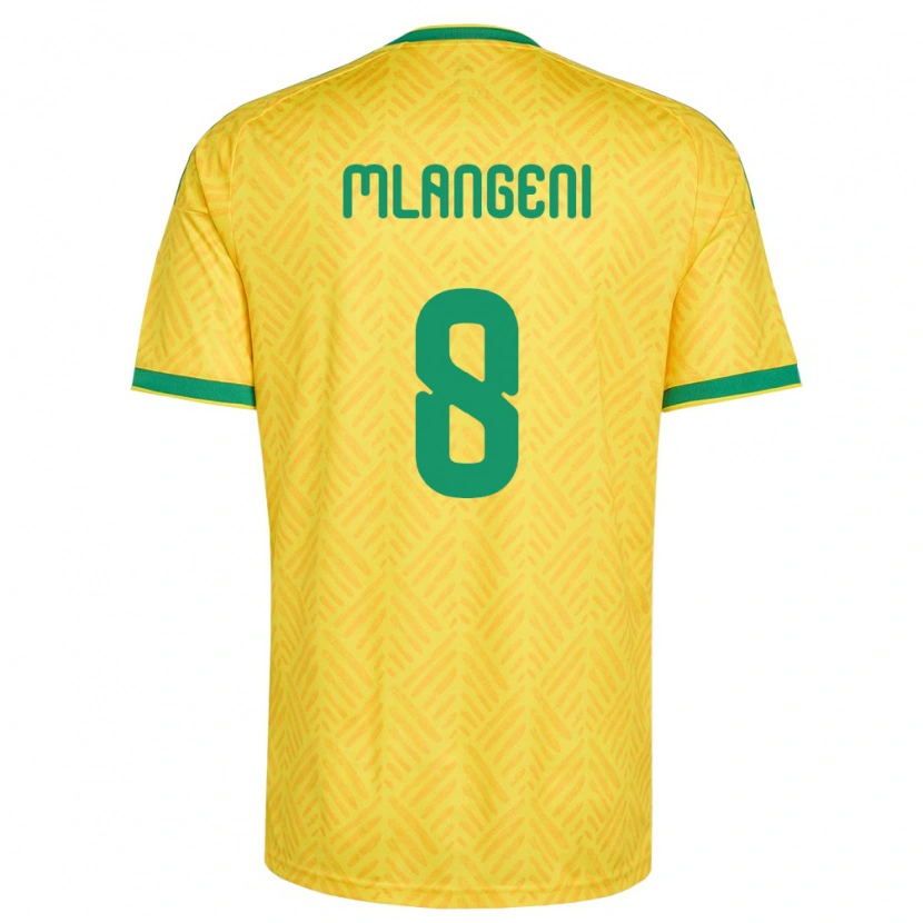 Danxen Mujer Camiseta Sudáfrica Teboho Mlangeni #8 Amarillo Verde 1ª Equipación 26-28 La Camisa