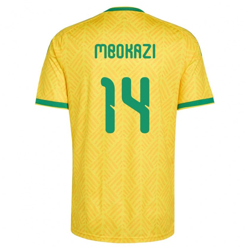 Danxen Mujer Camiseta Sudáfrica Mbekezeli Mbokazi #14 Amarillo Verde 1ª Equipación 26-28 La Camisa
