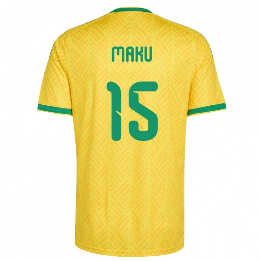 Danxen Mujer Camiseta Sudáfrica Lazola Maku #15 Amarillo Verde 1ª Equipación 26-28 La Camisa
