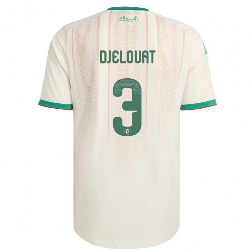 Danxen Mujer Camiseta Argelia Mohammed El Amine Djelouat #3 Marfil Verde Rojo 1ª Equipación 26-28 La Camisa