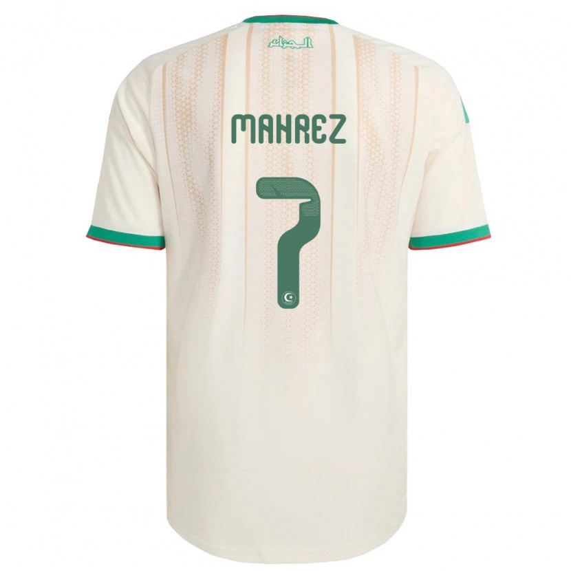 Danxen Mujer Camiseta Argelia Riyad Mahrez #7 Marfil Verde Rojo 1ª Equipación 26-28 La Camisa