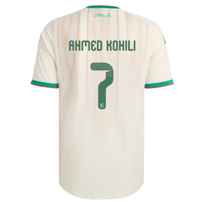 Danxen Mujer Camiseta Argelia Ben Ahmed Kohili #7 Marfil Verde Rojo 1ª Equipación 26-28 La Camisa