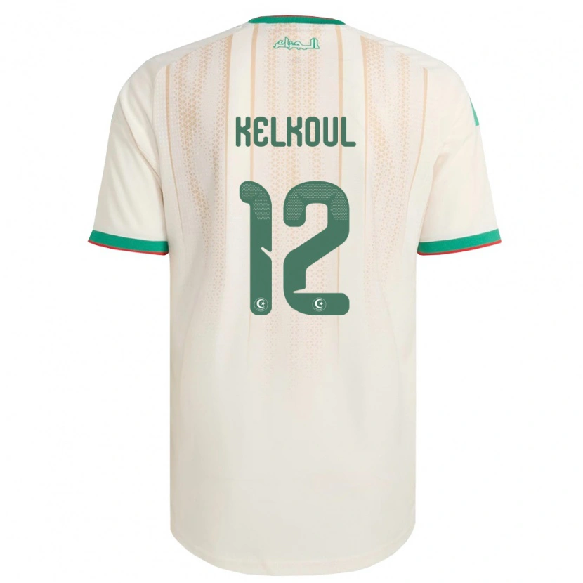 Danxen Mujer Camiseta Argelia Yasser Kelkoul #12 Marfil Verde Rojo 1ª Equipación 26-28 La Camisa