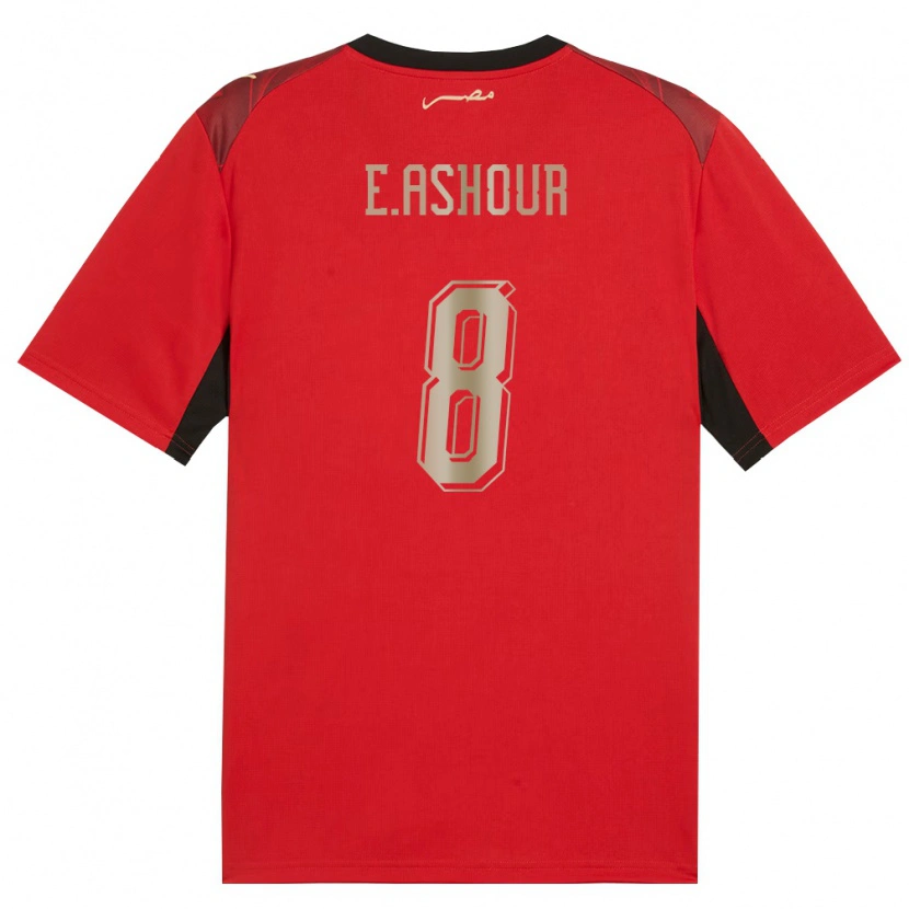 Danxen Mujer Camiseta Egipto Emam Ashour #8 Rojo Negro Oro 1ª Equipación 26-28 La Camisa