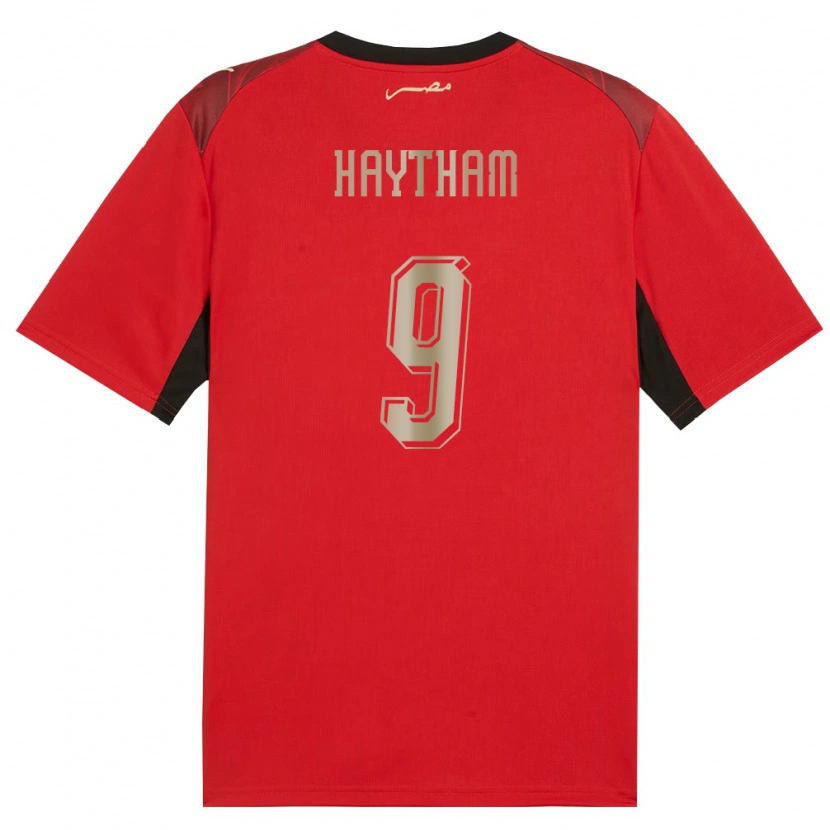 Danxen Mujer Camiseta Egipto Mohamed Haytham #9 Rojo Negro Oro 1ª Equipación 26-28 La Camisa