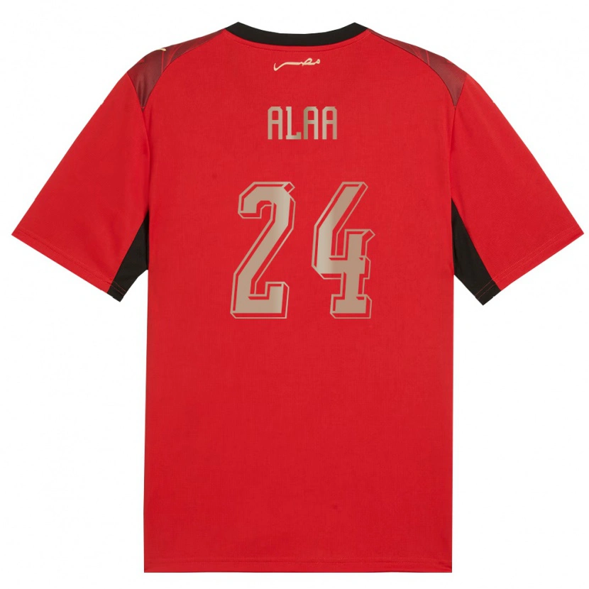 Danxen Mujer Camiseta Egipto Tarek Alaa #24 Rojo Negro Oro 1ª Equipación 26-28 La Camisa