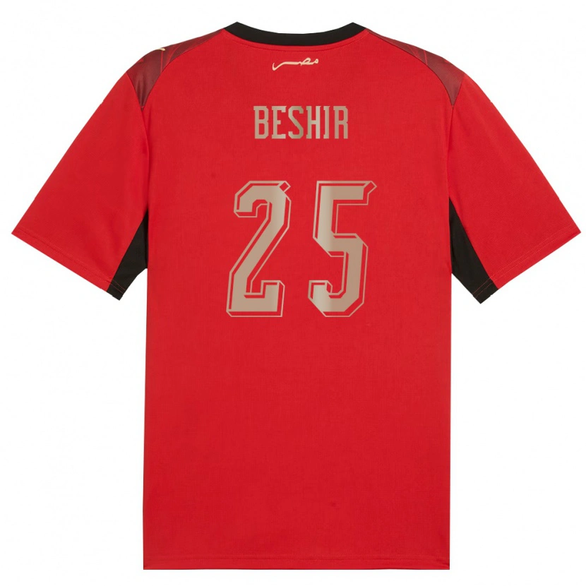 Danxen Mujer Camiseta Egipto Ahmed Beshir #25 Rojo Negro Oro 1ª Equipación 26-28 La Camisa