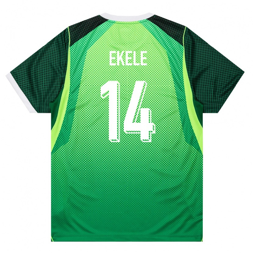 Danxen Mujer Camiseta Nigeria Emmanuel Ekele #14 Verde Blanco 1ª Equipación 26-28 La Camisa