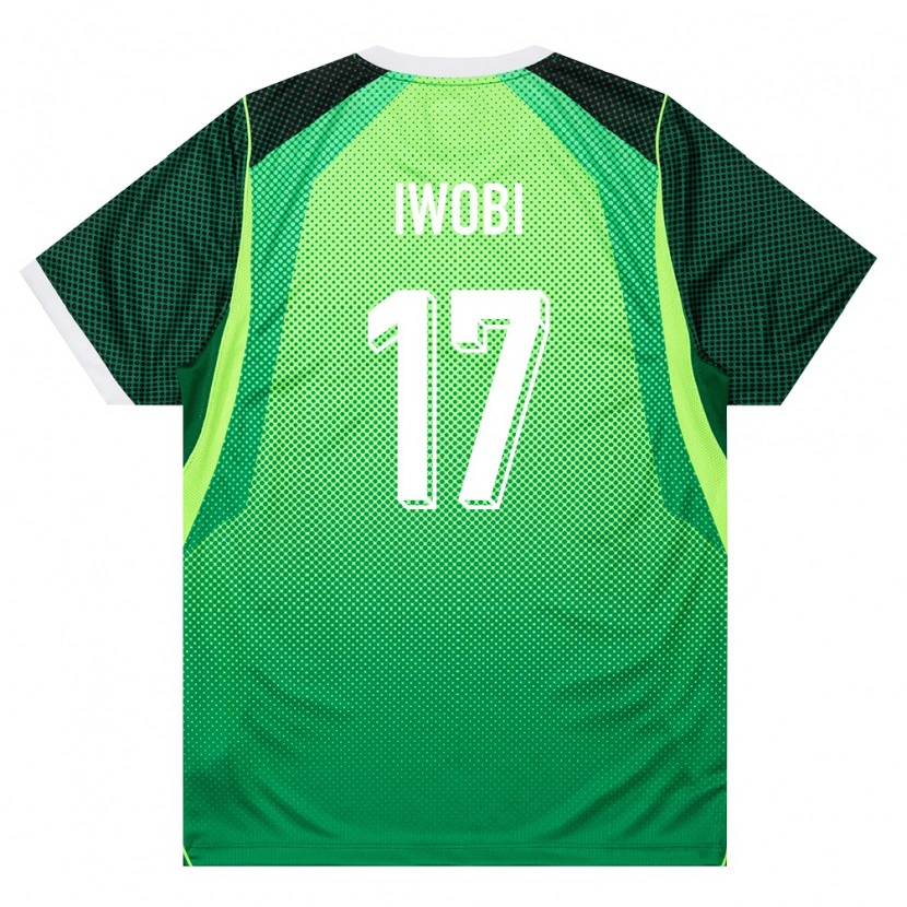 Danxen Mujer Camiseta Nigeria Alex Iwobi #17 Verde Blanco 1ª Equipación 26-28 La Camisa