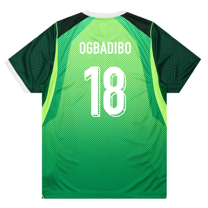 Danxen Mujer Camiseta Nigeria Tochukwu Ogbadibo #18 Verde Blanco 1ª Equipación 26-28 La Camisa