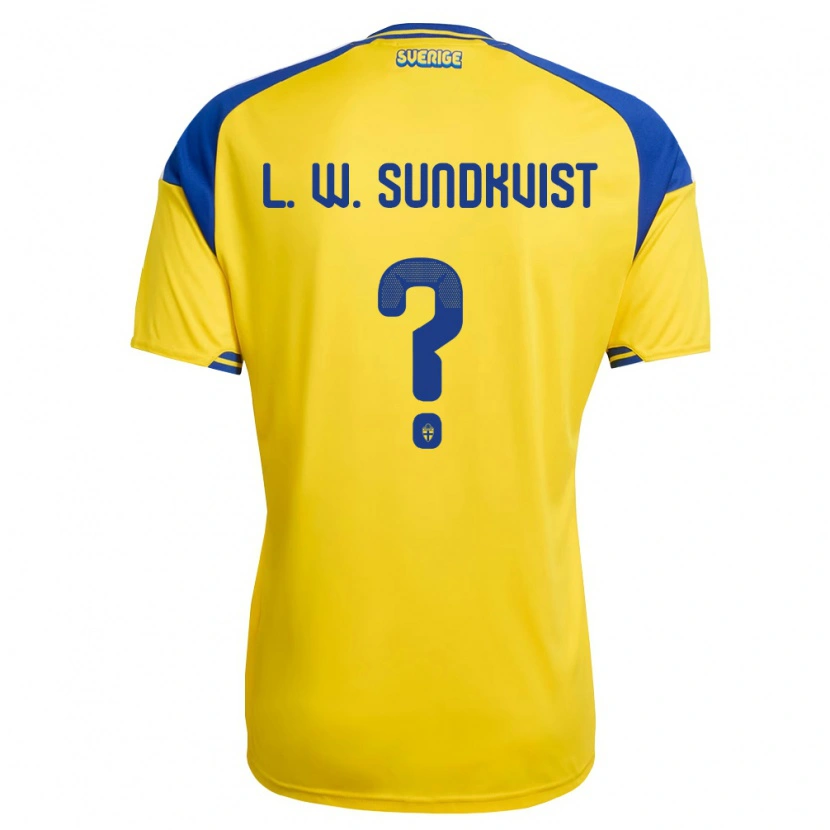 Danxen Mujer Camiseta Suecia Leandro Westberg Sundkvist #0 Amarillo Azul Blanco 1ª Equipación 26-28 La Camisa