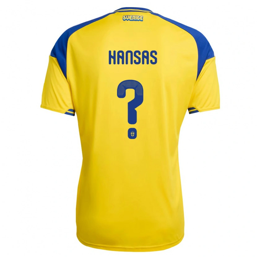 Danxen Mujer Camiseta Suecia Levi Hansas #0 Amarillo Azul Blanco 1ª Equipación 26-28 La Camisa