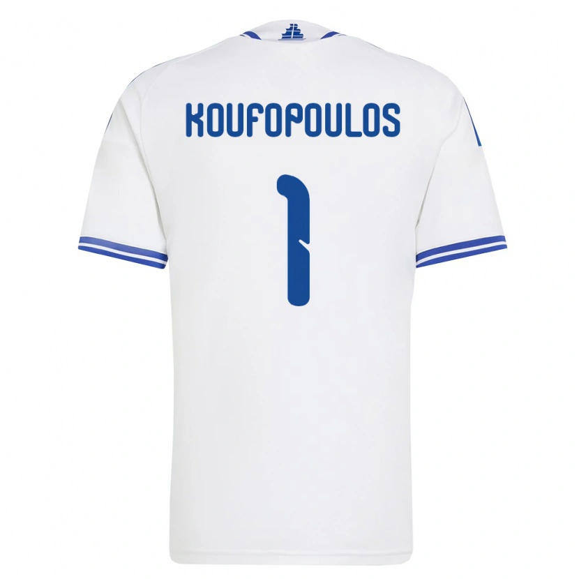 Danxen Mujer Camiseta Grecia Vasilios Koufopoulos #1 Blanco Azul 1ª Equipación 26-28 La Camisa