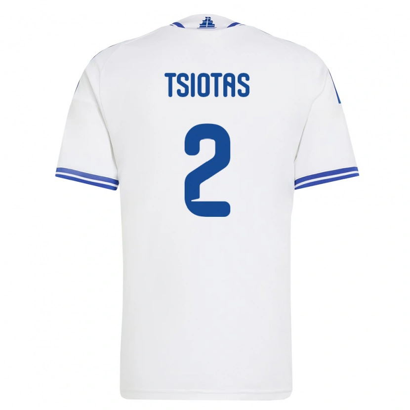 Danxen Mujer Camiseta Grecia Pavlos Tsiotas #2 Blanco Azul 1ª Equipación 26-28 La Camisa