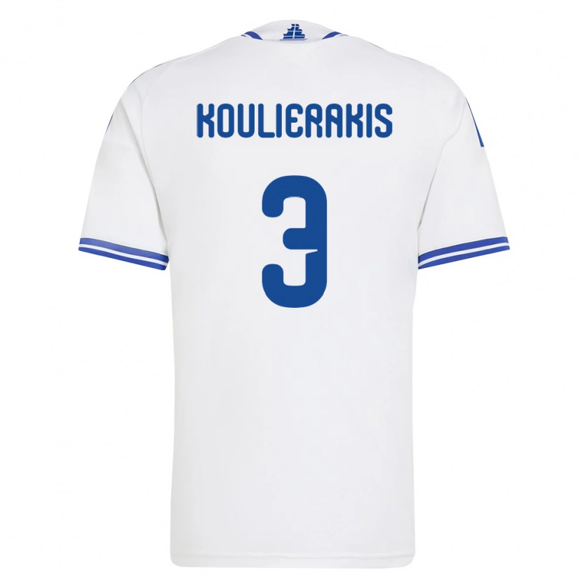 Danxen Mujer Camiseta Grecia Konstantinos Koulierakis #3 Blanco Azul 1ª Equipación 26-28 La Camisa