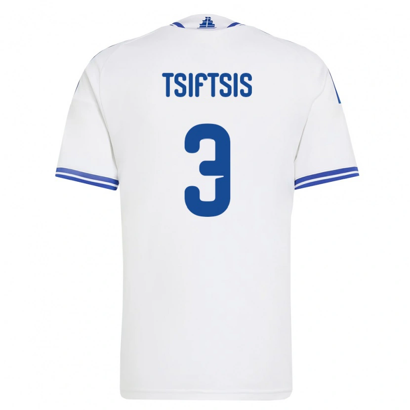 Danxen Mujer Camiseta Grecia Theodoros Tsiftsis #3 Blanco Azul 1ª Equipación 26-28 La Camisa