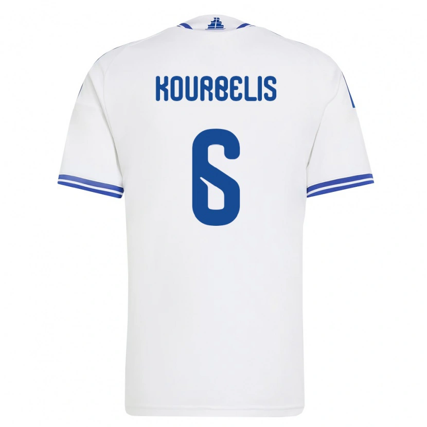 Danxen Mujer Camiseta Grecia Dimitrios Kourbelis #6 Blanco Azul 1ª Equipación 26-28 La Camisa