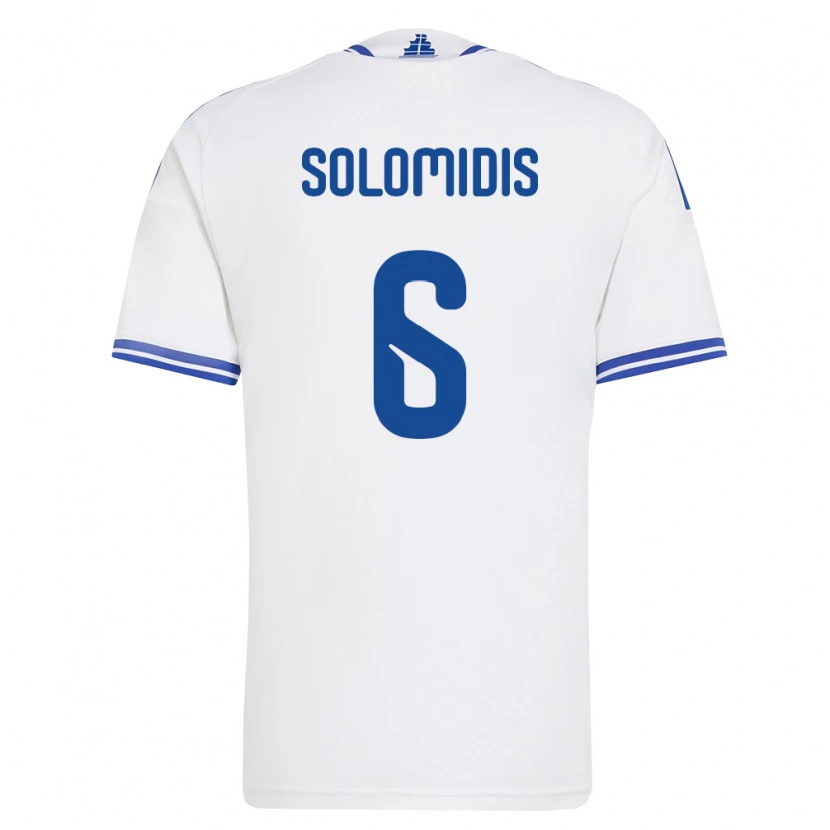 Danxen Mujer Camiseta Grecia Fotios Solomidis #6 Blanco Azul 1ª Equipación 26-28 La Camisa