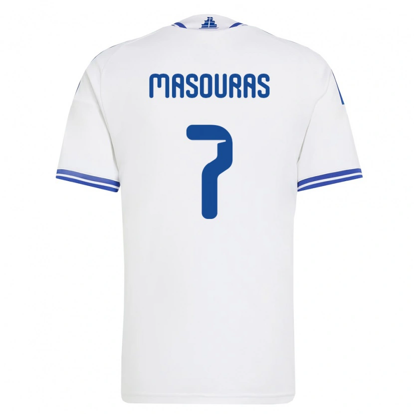 Danxen Mujer Camiseta Grecia Georgios Masouras #7 Blanco Azul 1ª Equipación 26-28 La Camisa