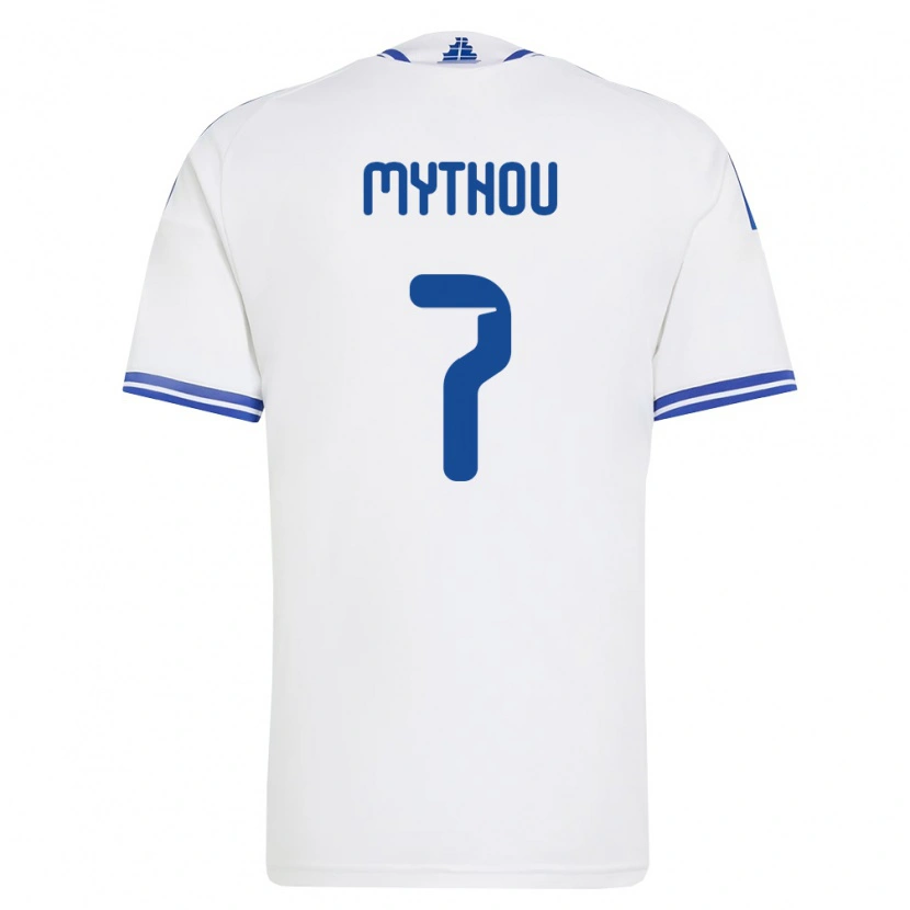 Danxen Mujer Camiseta Grecia Anestis Mythou #7 Blanco Azul 1ª Equipación 26-28 La Camisa