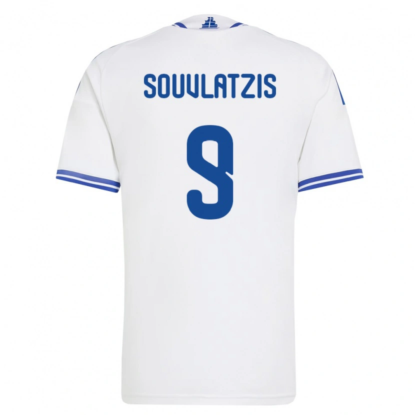Danxen Mujer Camiseta Grecia Konstantinos Souvlatzis #9 Blanco Azul 1ª Equipación 26-28 La Camisa