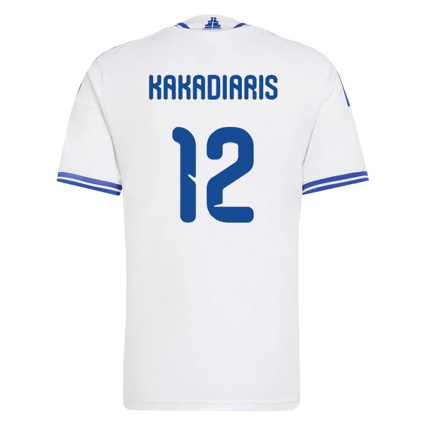 Danxen Mujer Camiseta Grecia Theofilos Kakadiaris #12 Blanco Azul 1ª Equipación 26-28 La Camisa