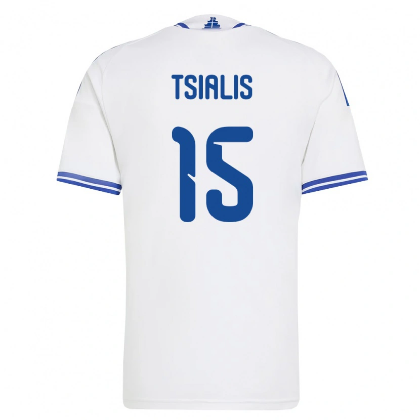 Danxen Mujer Camiseta Grecia Giannis Tsialis #15 Blanco Azul 1ª Equipación 26-28 La Camisa