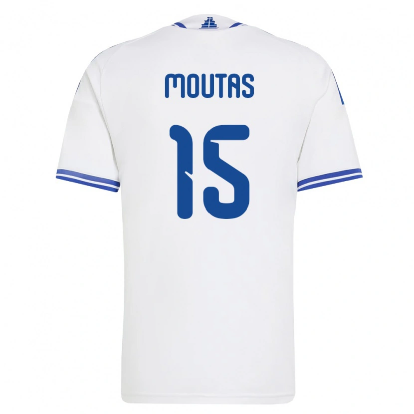 Danxen Mujer Camiseta Grecia Angelos Moutas #15 Blanco Azul 1ª Equipación 26-28 La Camisa