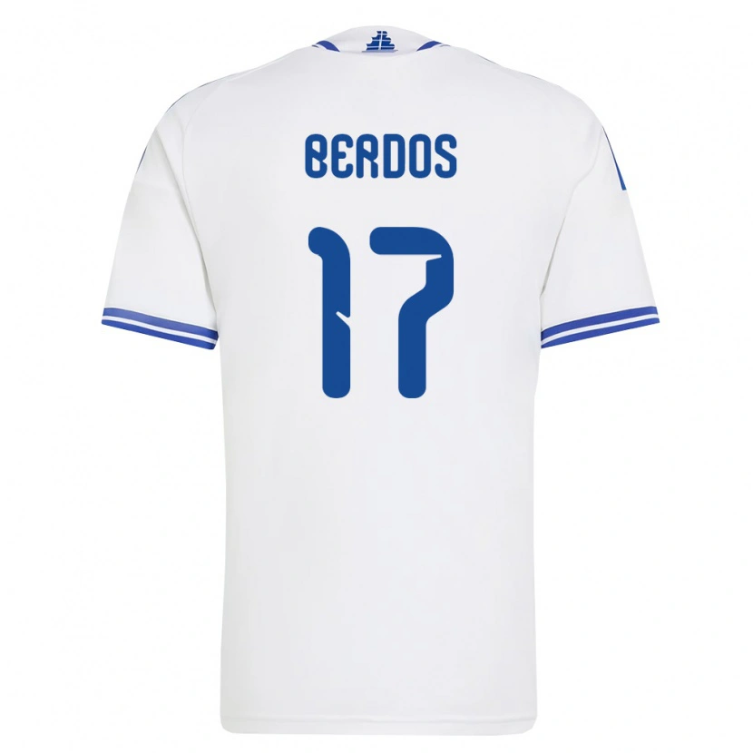Danxen Mujer Camiseta Grecia Dimitrios Berdos #17 Blanco Azul 1ª Equipación 26-28 La Camisa