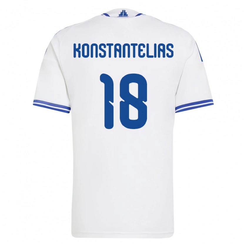 Danxen Mujer Camiseta Grecia Giannis Konstantelias #18 Blanco Azul 1ª Equipación 26-28 La Camisa