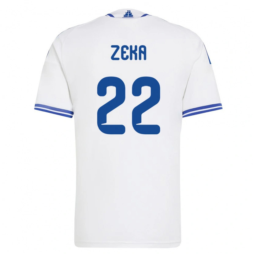 Danxen Mujer Camiseta Grecia Rushit Zeka #22 Blanco Azul 1ª Equipación 26-28 La Camisa