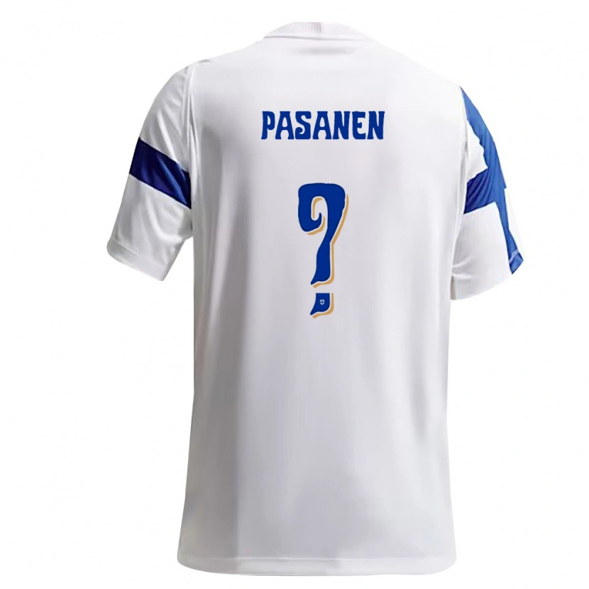 Danxen Mujer Camiseta Finlandia Samuel Pasanen #0 Blanco Azul 1ª Equipación 26-28 La Camisa