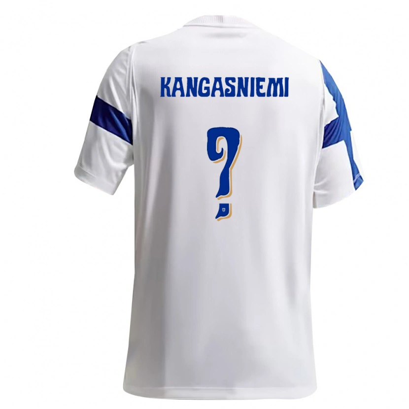Danxen Mujer Camiseta Finlandia Iiro Kangasniemi #0 Blanco Azul 1ª Equipación 26-28 La Camisa