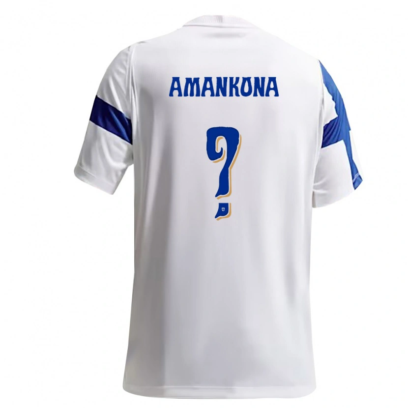 Danxen Mujer Camiseta Finlandia Alvar Amankona #0 Blanco Azul 1ª Equipación 26-28 La Camisa