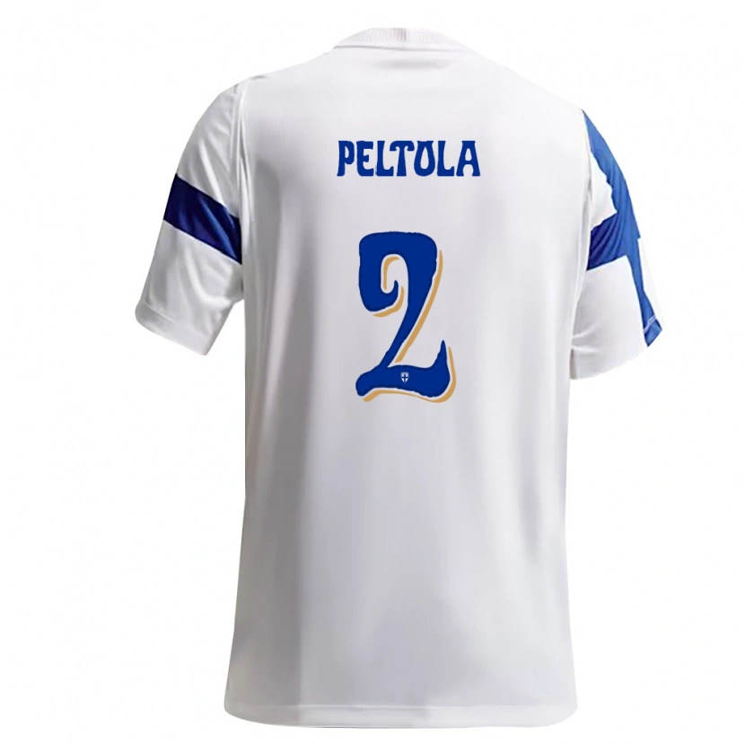 Danxen Mujer Camiseta Finlandia Matti Peltola #2 Blanco Azul 1ª Equipación 26-28 La Camisa
