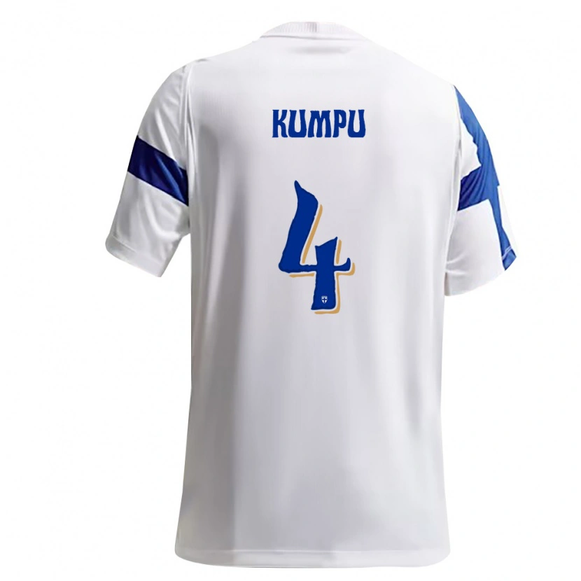 Danxen Mujer Camiseta Finlandia Ville Kumpu #4 Blanco Azul 1ª Equipación 26-28 La Camisa