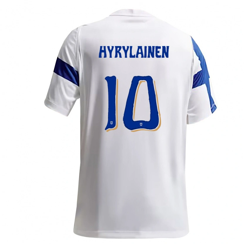 Danxen Mujer Camiseta Finlandia Luka Hyryläinen #10 Blanco Azul 1ª Equipación 26-28 La Camisa