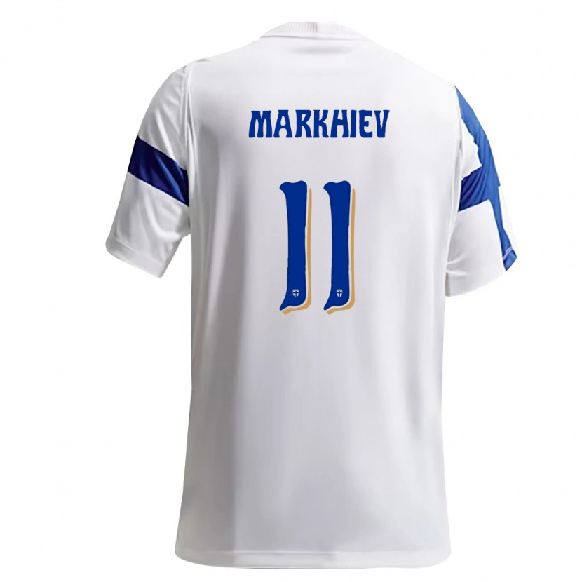 Danxen Mujer Camiseta Finlandia Adam Markhiev #11 Blanco Azul 1ª Equipación 26-28 La Camisa