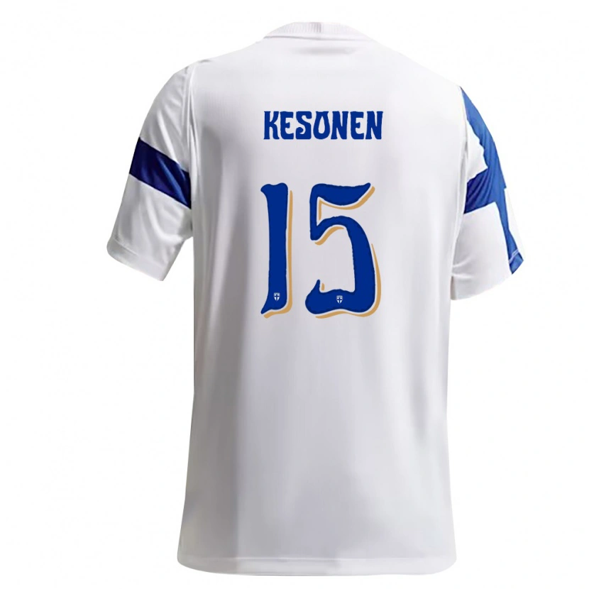 Danxen Mujer Camiseta Finlandia Daniel Kesonen #15 Blanco Azul 1ª Equipación 26-28 La Camisa