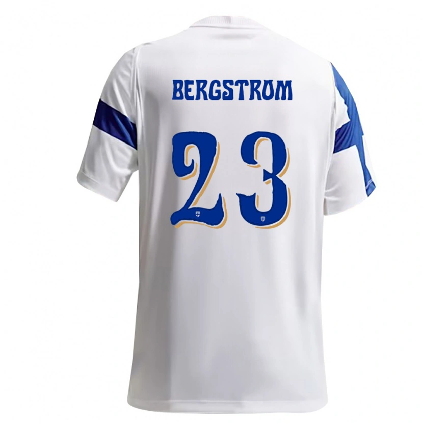 Danxen Mujer Camiseta Finlandia Lucas Bergström #23 Blanco Azul 1ª Equipación 26-28 La Camisa