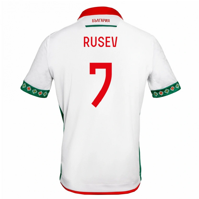 Danxen Mujer Camiseta Bulgaria Georgi Rusev #7 Blanco Verde Rojo 1ª Equipación 26-28 La Camisa