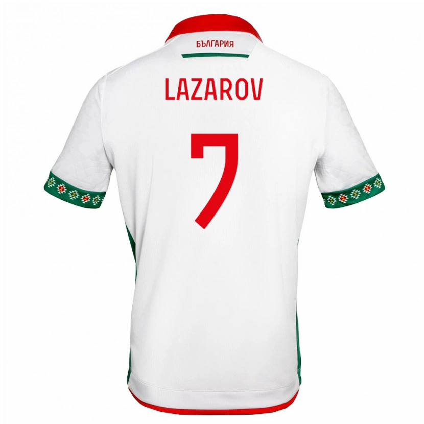 Danxen Mujer Camiseta Bulgaria Georgi Lazarov #7 Blanco Verde Rojo 1ª Equipación 26-28 La Camisa
