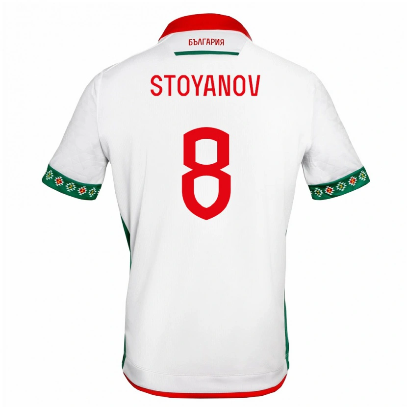 Danxen Mujer Camiseta Bulgaria Antoan Stoyanov #8 Blanco Verde Rojo 1ª Equipación 26-28 La Camisa