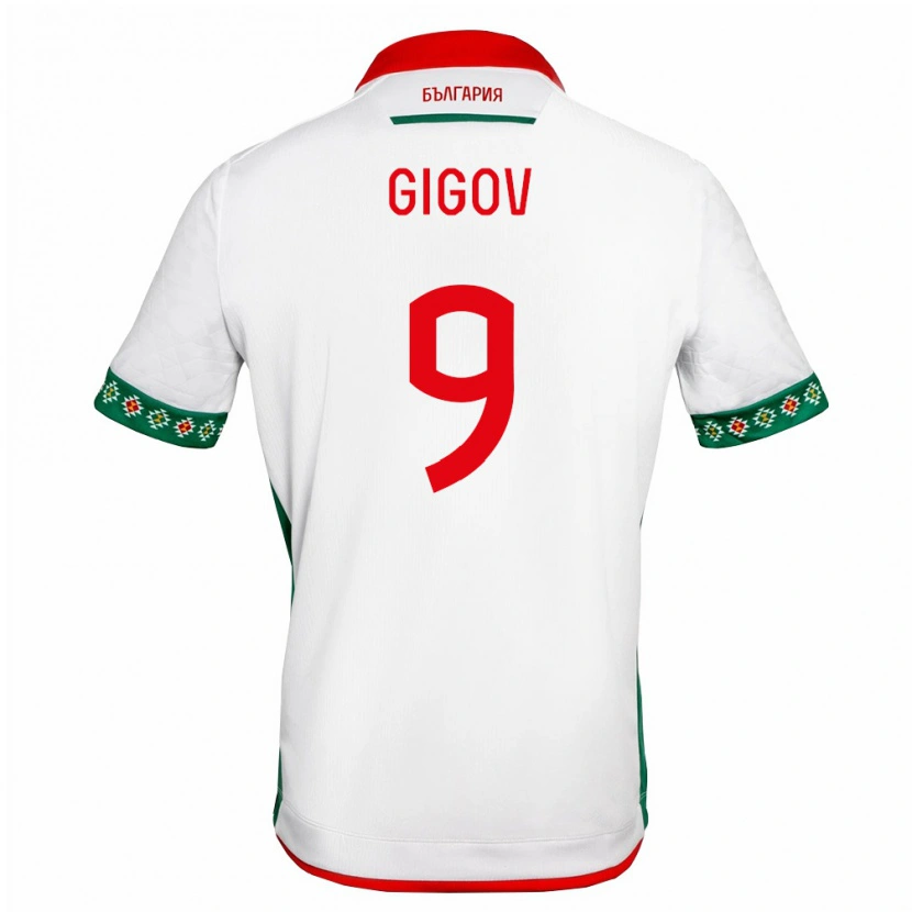 Danxen Mujer Camiseta Bulgaria Filip Gigov #9 Blanco Verde Rojo 1ª Equipación 26-28 La Camisa