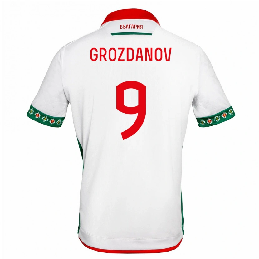 Danxen Mujer Camiseta Bulgaria Andrey Grozdanov #9 Blanco Verde Rojo 1ª Equipación 26-28 La Camisa