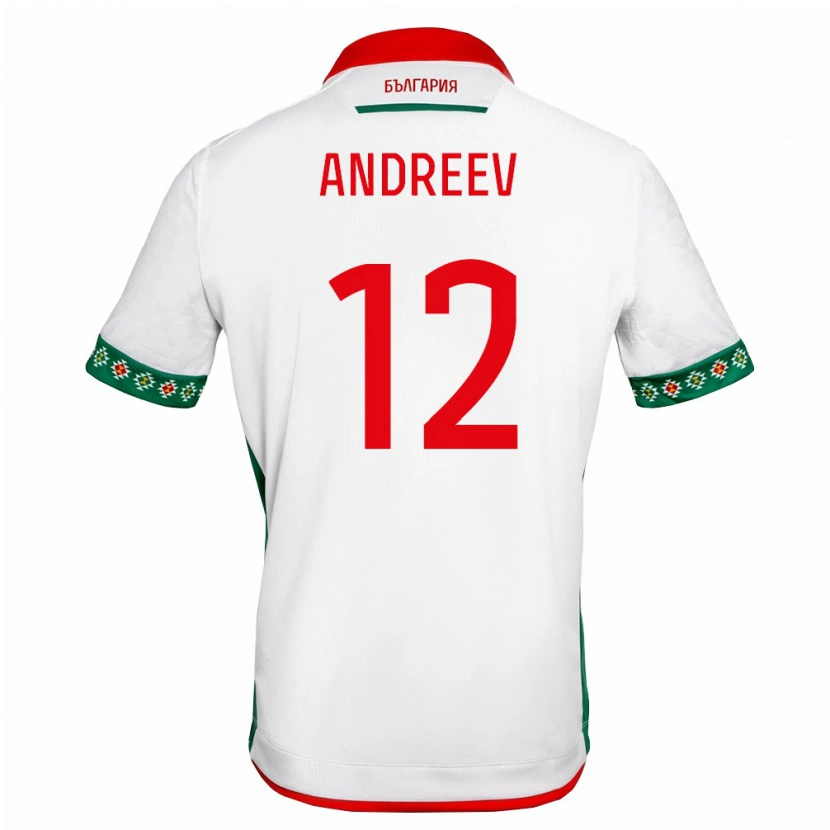 Danxen Mujer Camiseta Bulgaria Aleksandar Andreev #12 Blanco Verde Rojo 1ª Equipación 26-28 La Camisa
