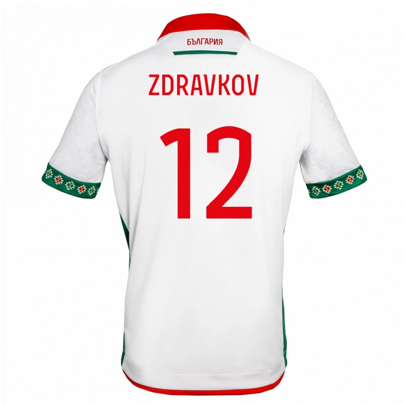 Danxen Mujer Camiseta Bulgaria Alek Zdravkov #12 Blanco Verde Rojo 1ª Equipación 26-28 La Camisa