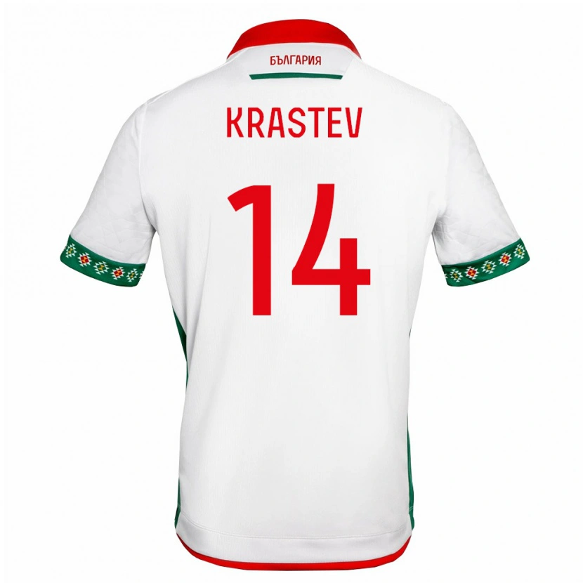 Danxen Mujer Camiseta Bulgaria Filip Krastev #14 Blanco Verde Rojo 1ª Equipación 26-28 La Camisa