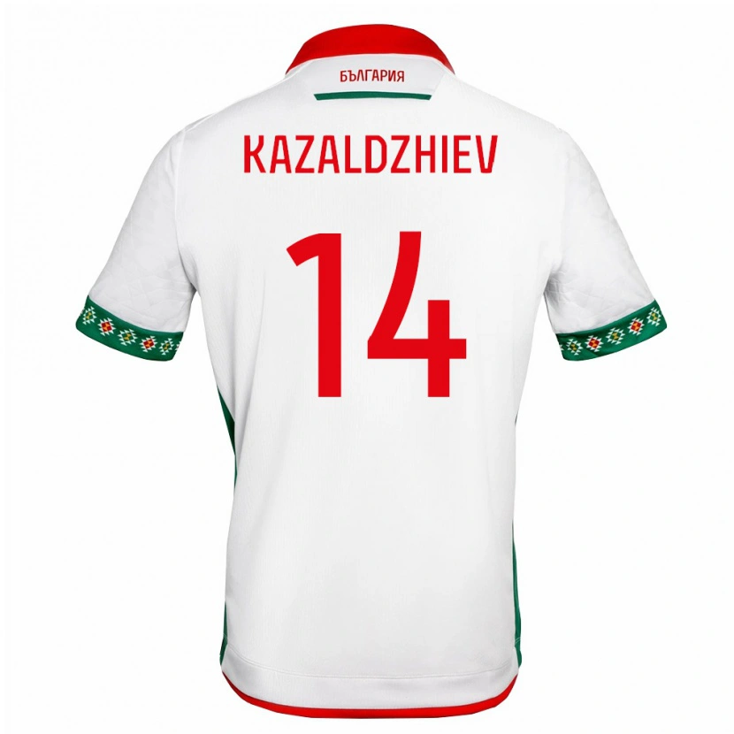 Danxen Mujer Camiseta Bulgaria Vasil Kazaldzhiev #14 Blanco Verde Rojo 1ª Equipación 26-28 La Camisa
